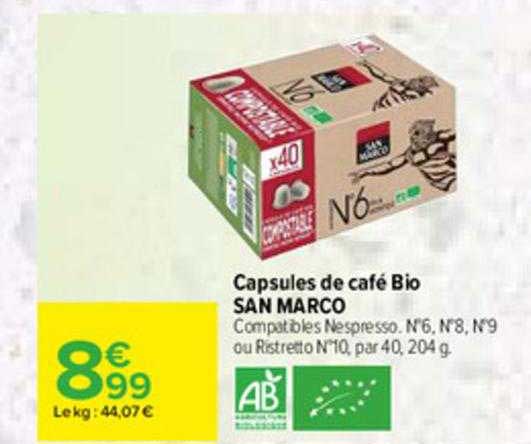 capsules de café bio san marco