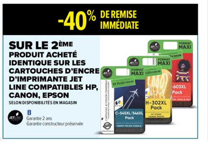 cartouches d'encre d'imprimante jet line compatibles hp, canon, epson
