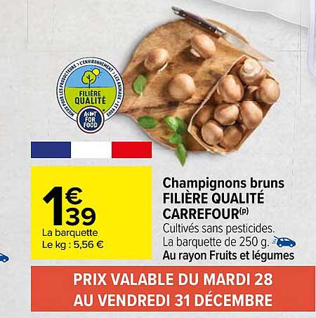 champignons bruns filière qualité carrefour