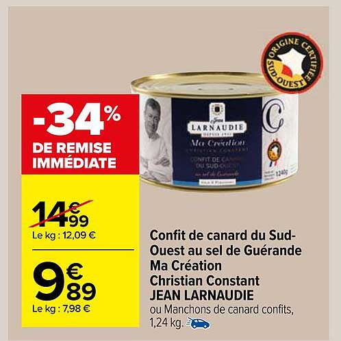confit de canard du sud ouest au sel de guérande ma création christian constant jean larnaudie -34% de remise immédiate