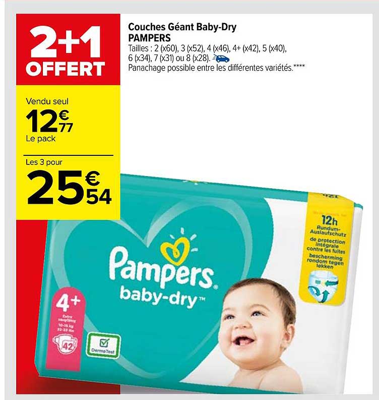 couches géant baby-dry pampers