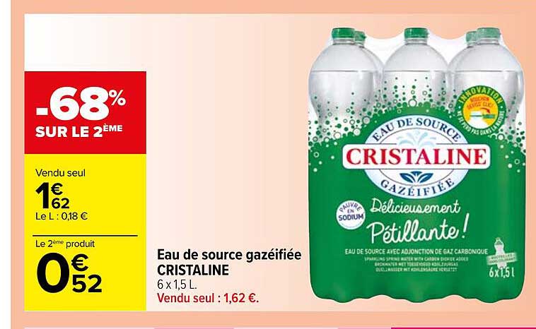 eau de source gazéifiée cristaline