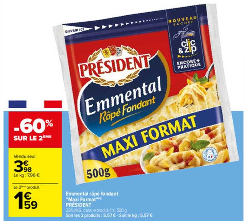 emmental râpé fondant "maxi format" président