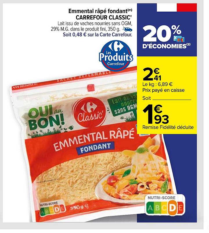 Emmental Râpé Fondant Carrefour Classic'