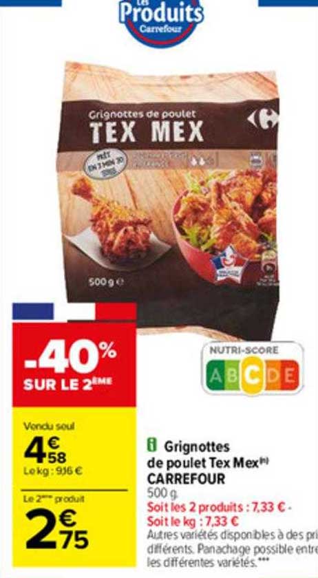 grignottes de poulet tex mex carrefour