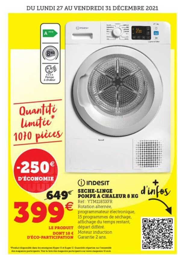 indesit seche-linge pompe à chaleur 6 kg