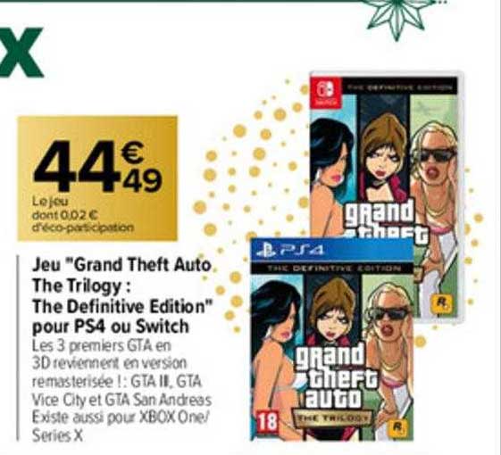 jeu "grand theft auto the trilogy : the definitive edition" pour ps4 ou switch