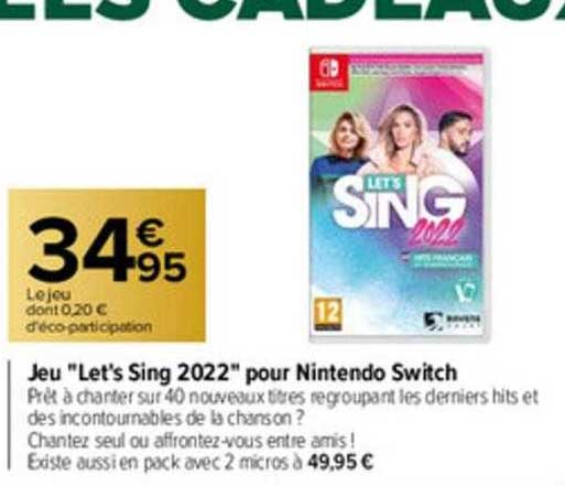 jeu "let's sing 2022" pour nintendo switch