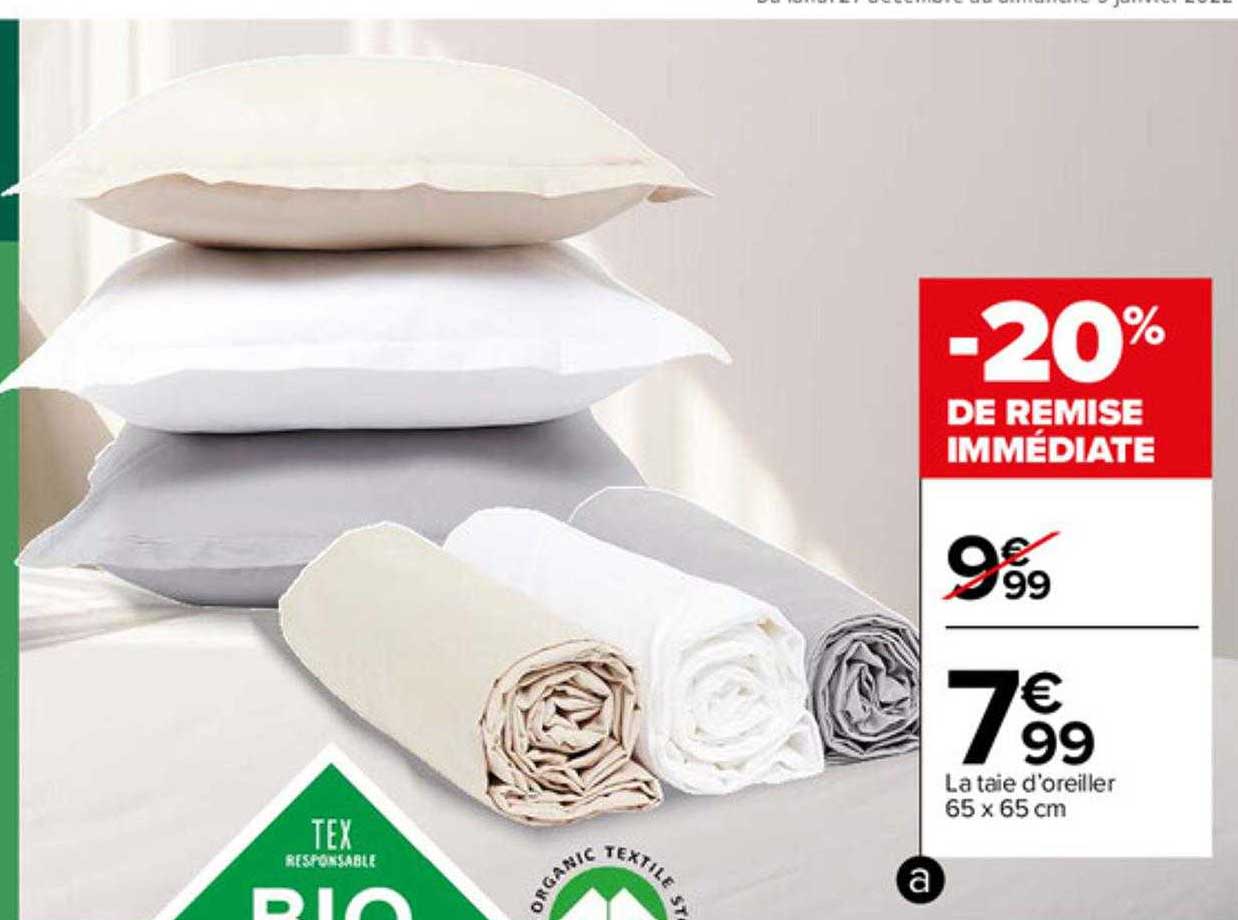 la taie d'oreiller 65 x 65 cm