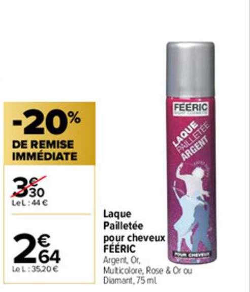 laque pailletée pour cheveux fééric