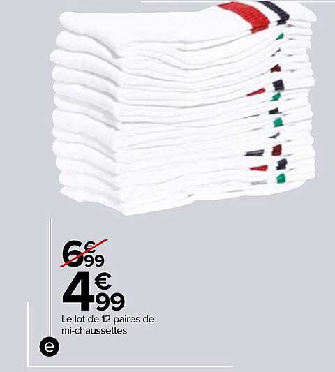 le lot de 12 paires de mi-chaussettes