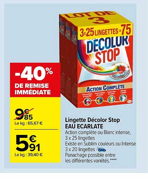 Lingette Décolor Stop Eau écarlate