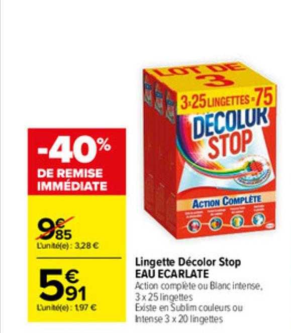 lingette décolore stop eau écarlate
