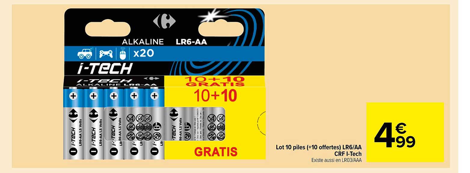 lot 10 piles +10 offertes lr6 aa crf i-tech