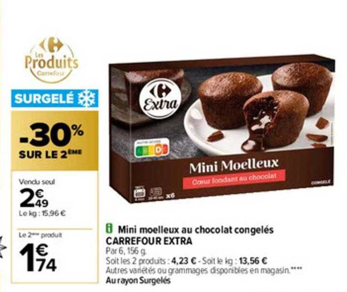 Mini Moelleux Au Chocolat Congelés Carrefour Extra -30% De Remise Immédiate