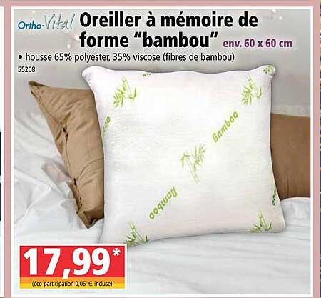 oreiller à mémoire de forme "bambou" ortho-vital