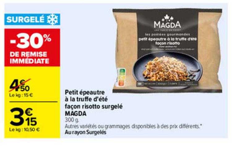 petit épeautre à la truffe d'été façon d'été façon risotto surgelé magda
