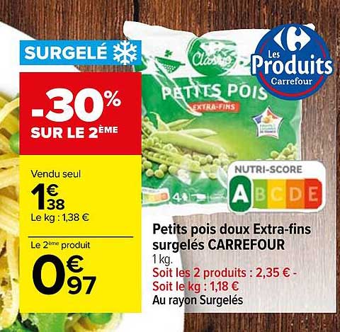 petits pois doux extra-fins surgelés carrefour