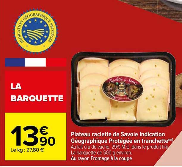plateau raclette de savoie indication géographique protégée en tranchette