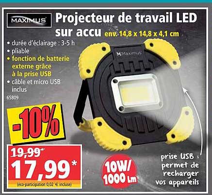 projecteur de travail led sur accu maximus