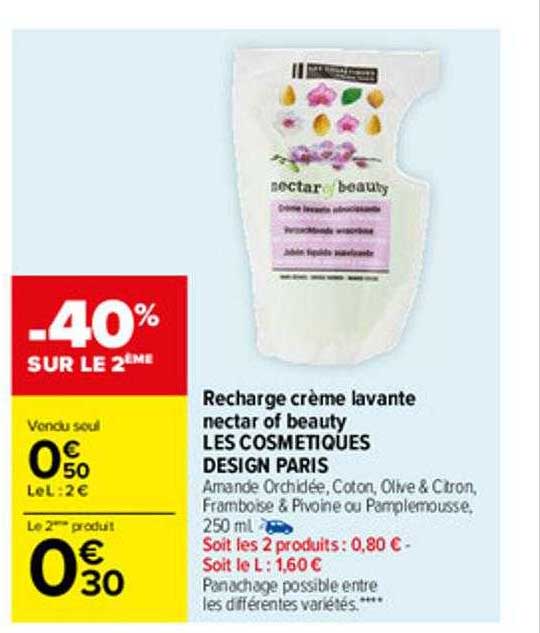 Recharge Crème Lavante Nectar Of Beauty Les Cosmétiques Design Paris