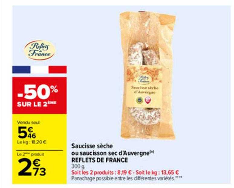 saucisse sèche ou saucisson sec d'auvergne reflet de france