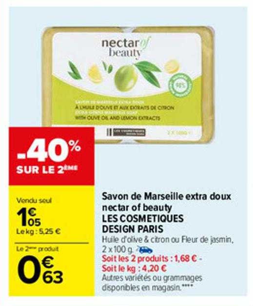 Savon De Marseille Extra Doux Nectar Of Beauty Les Cosmétiques Design Paris