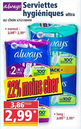 serviettes hygiéniques always