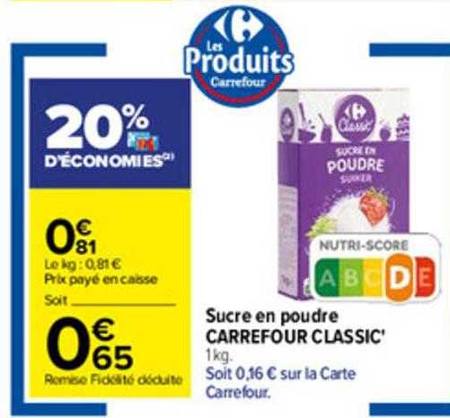 Sucre En Poudre Carrefour Classic'