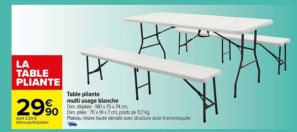 table pliante multi usage blanche