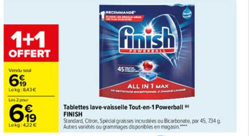 tablettes lave-vaisselle tout-en-1 powerball finish