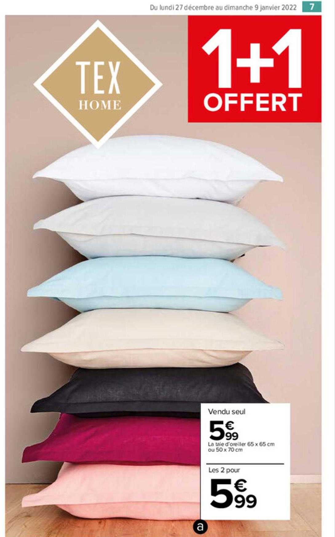 taie d'oreiller 65 x 65 cm ou 50 x 70 cm