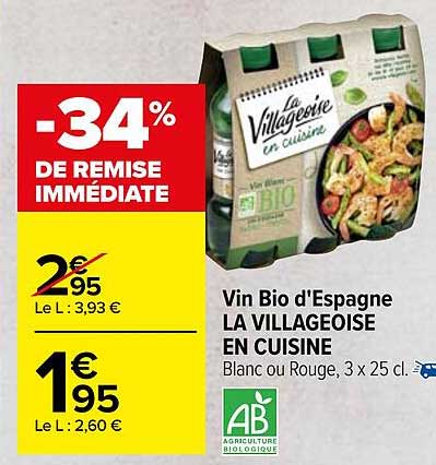 vin bio d'espagne la villageoise en cuisine