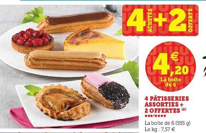 4 pâtisseries assorties + 2 offertes