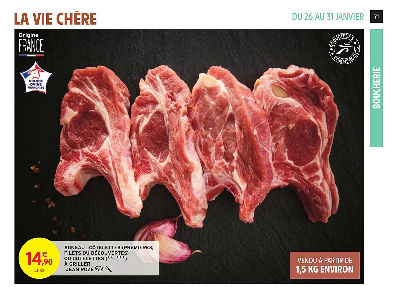 agneau : côtelettes (premières, filets ou découvertes) ou côtelettes à griller jean rozé