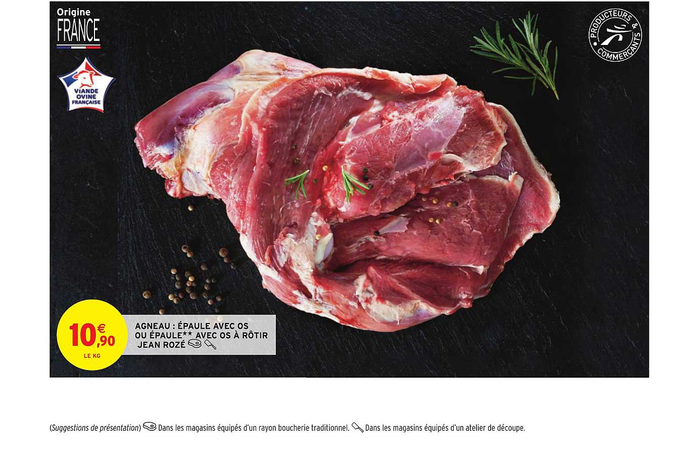 agneau : épaule avec os ou épaule avec os à rôtir jean rozé