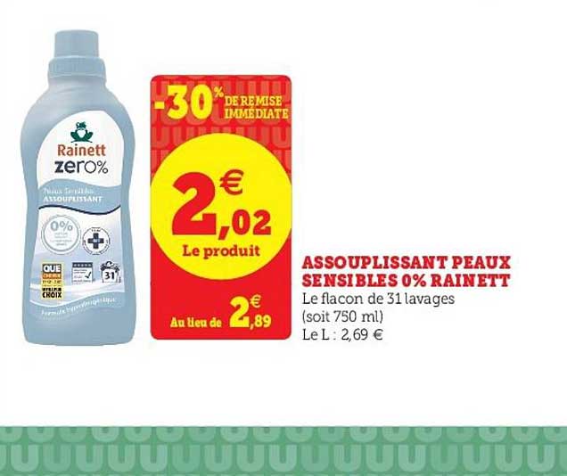 assouplissant peau sensibles 0% rainett -30% de remise immédiate