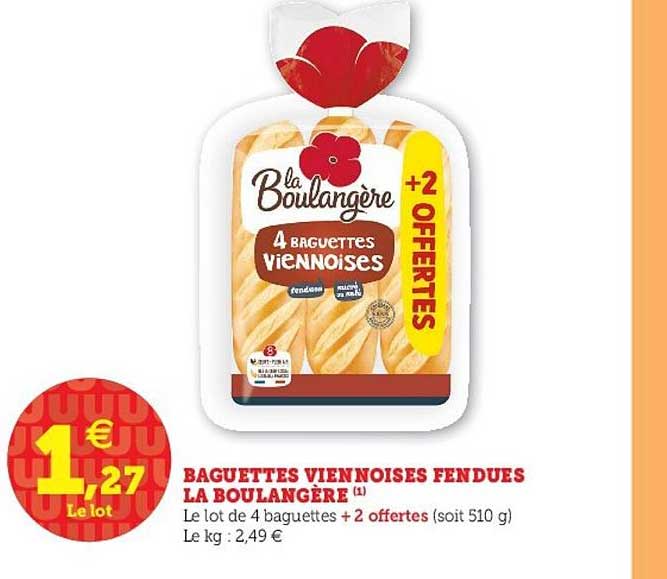 baguettes viennoises fendues la boulangère
