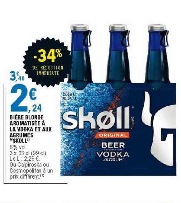 bière blonde aromatisée à la vodka et aux agrumes "skoll"