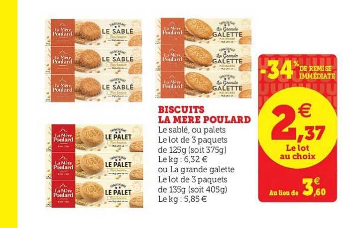 biscuits la mère poulard -34% de remise immédiate