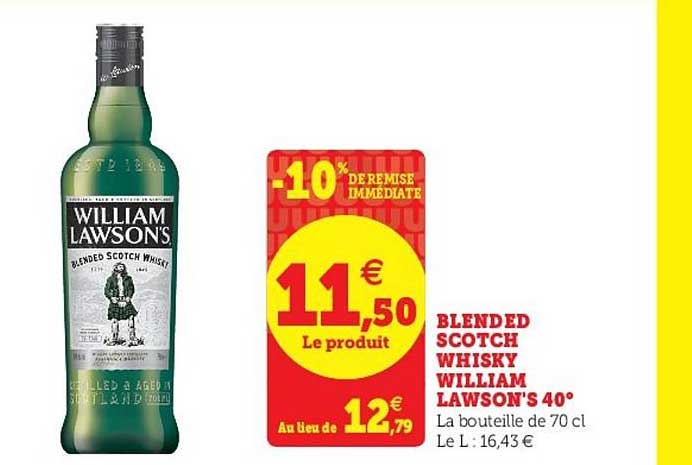 blended scotch whisky william lawson's 40° -10% de remise immédiate