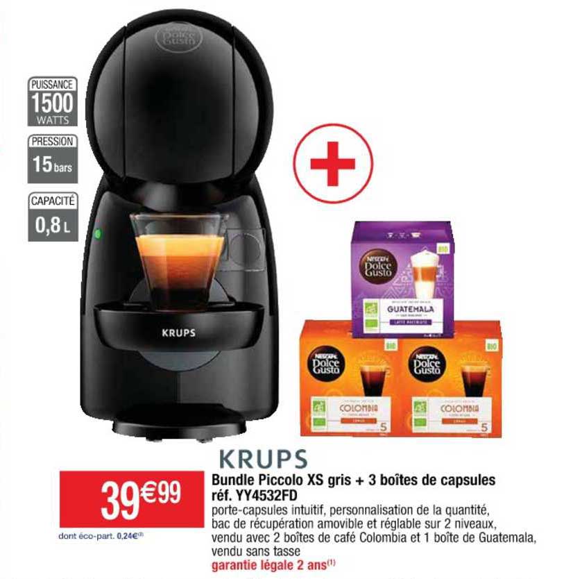 bundle piccolo xs gris + 3 boîtes de capsules krups
