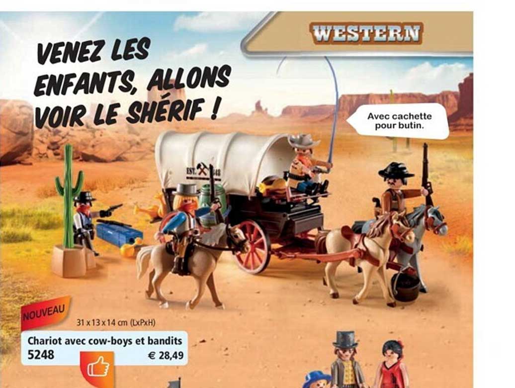 chariot avec cow boys et bandits