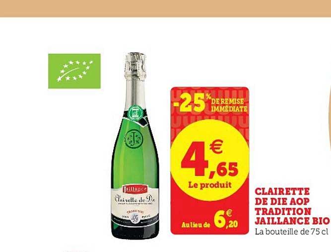 clairette de die aop tradition jaillance bio -25% de remise immédiate