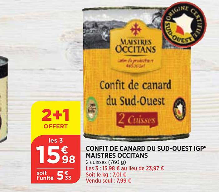 confit de canard du sud-ouest igp maistres occitans