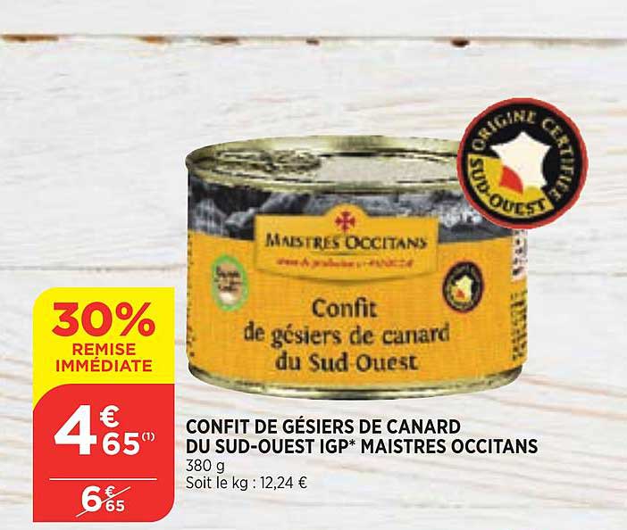 confit de gésiers de canard du sud-ouest igp maistres occitans