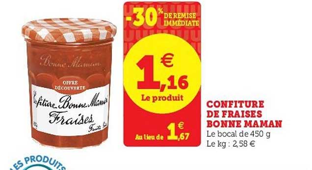 confiture de fraises bonne maman -30% de remise immédiate