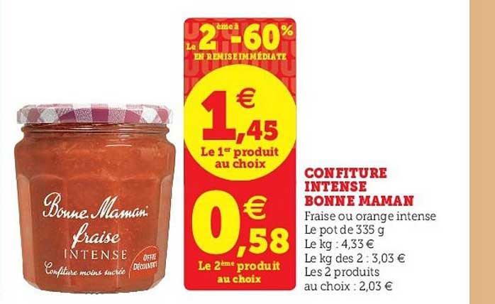 confiture intense bonne maman le 2ème à -60% en remise immédiate