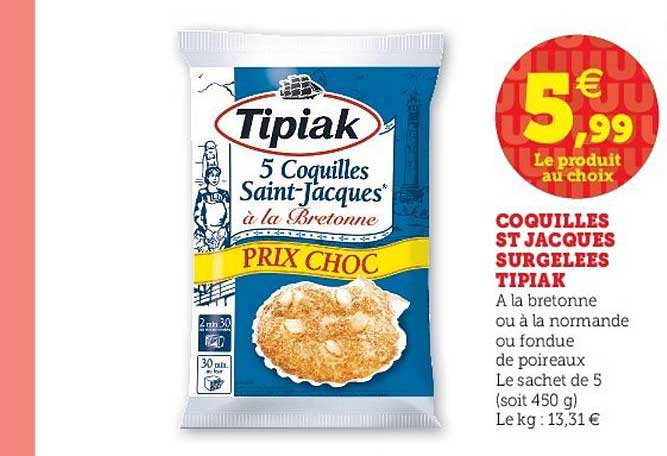 coquilles st jacques surgelées tipiak