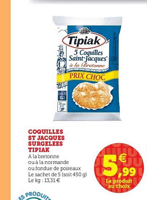 coquilles st jacques surgelées tipiak